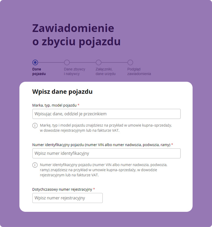 Jak złożyć zgłoszenie sprzedaży samochodu przez Internet? Krok 3